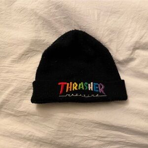 Thrasher Black Beanie with Rainbow Logo